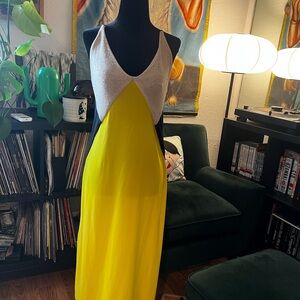 Zara Yellow and Cream Maxi Dress